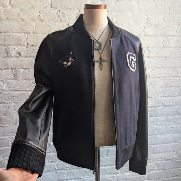 Vintage Jackets & Blazers - Y2K Vintage Wool Varsity Jacket Faux Leather Bomber Knit Utility Letterman Large